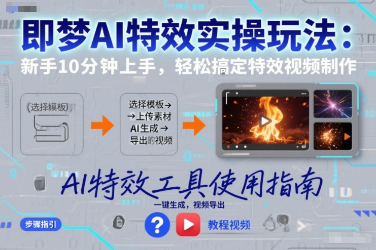 即梦AI特效实操玩法：新手10分钟上手，轻松搞定特效视频制作-黑马项目网