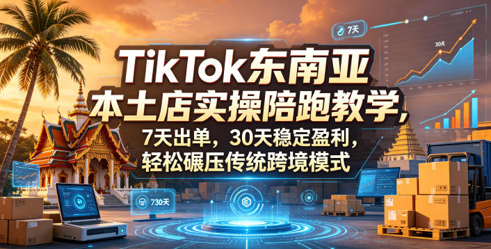 TikTok东南亚本土店实操陪跑教学，7天出单，30天稳定盈利，轻松碾压传统跨境模式-黑马项目网