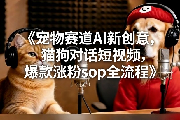 宠物赛道AI新创意，猫狗对话短视频，爆款涨粉sop全流程-黑马项目网