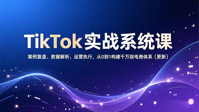 TikTok实战系统课，案例复盘、数据解析、运营执行，从0到1构建千万级电商体系(更新-黑马项目网