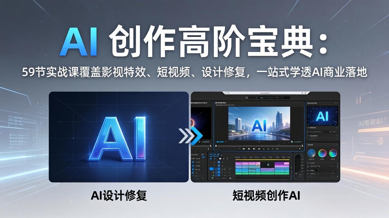 AI 创作高阶宝典：59节实战课覆盖影视特效、短视频、设计修复，一站式学透AI商业落地-黑马项目网