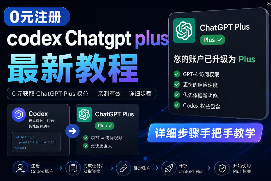 0元全自动注册codex gpt plus最新教程，0元获取GPT Plus权益，手把手详细教学-黑马项目网