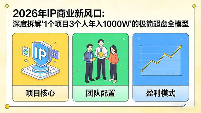 2026年IP商业新风口：深度拆解“1个项目3个人年入1000W”的极简超盘全模型-黑马项目网
