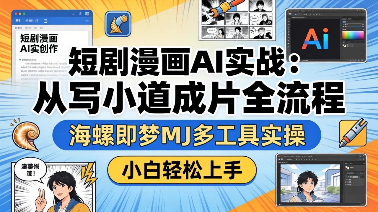 短剧漫画AI实战：从写小说到成片全流程，海螺即梦MJ多工具实操，小白轻松上手-黑马项目网