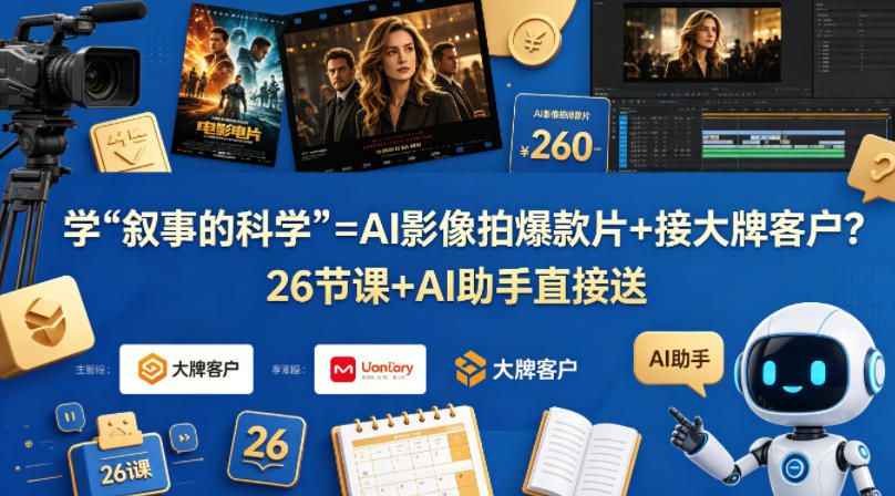 学《叙事的科学》=AI影像拍爆款片+接大牌客户？26节课+AI助手直接送【原创双语字幕】-黑马项目网