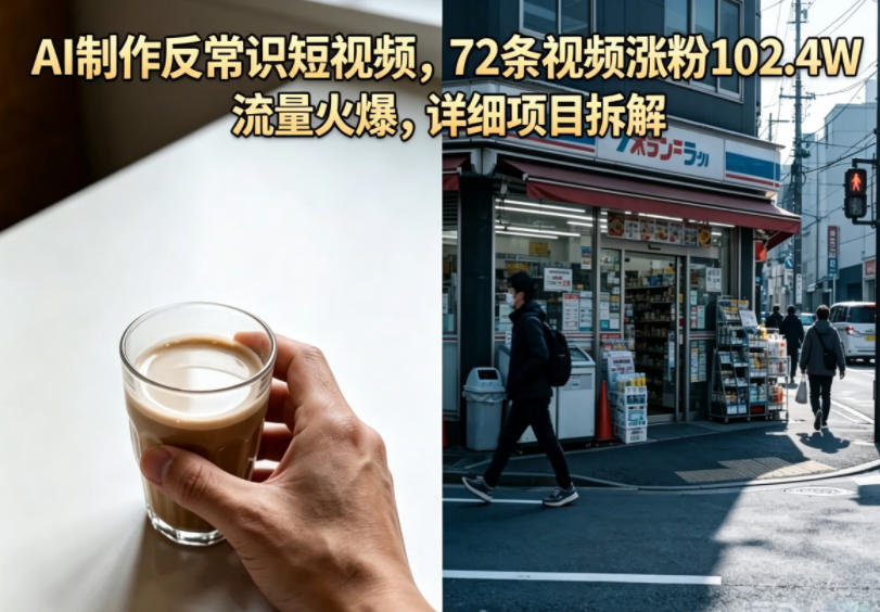AI制作反常识短视频，72条视频涨粉102.4W，流量火爆，详细项目拆解-黑马项目网