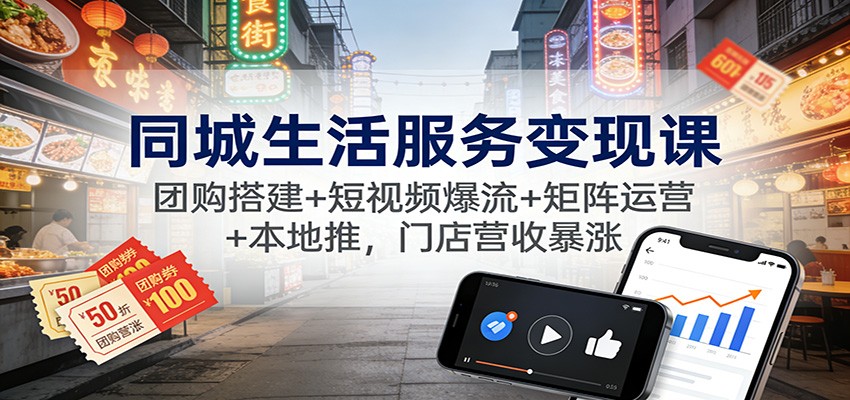 同城生活服务变现课：团购搭建+短视频爆流+矩阵运营+本地推，门店营收暴涨-黑马项目网