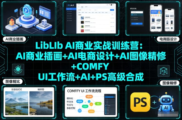 LibLIb AI商业实战训练营：AI商业插画+AI电商设计+AI图像精修+COMFY UI工作流+AI+PS高级合成-黑马项目网