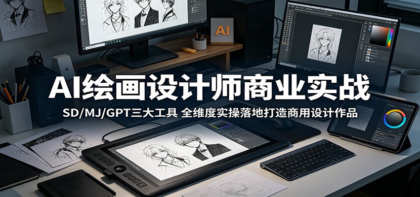 AI绘画设计师商业实战：SD/MJ/GPT三大工具，全维度实操落地打造商用设计作品-黑马项目网