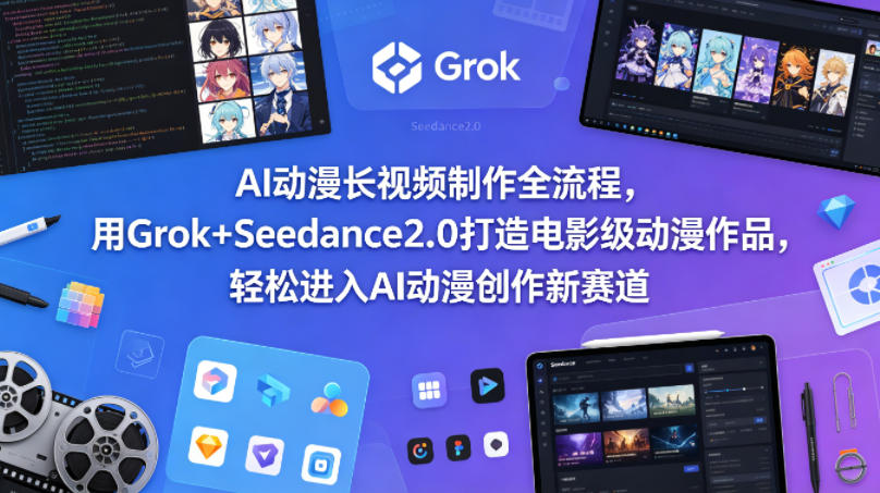 AI动漫长视频制作全流程，用Grok+Seedance2.0打造电影级动漫作品，轻松进入AI动漫创作新赛道-黑马项目网
