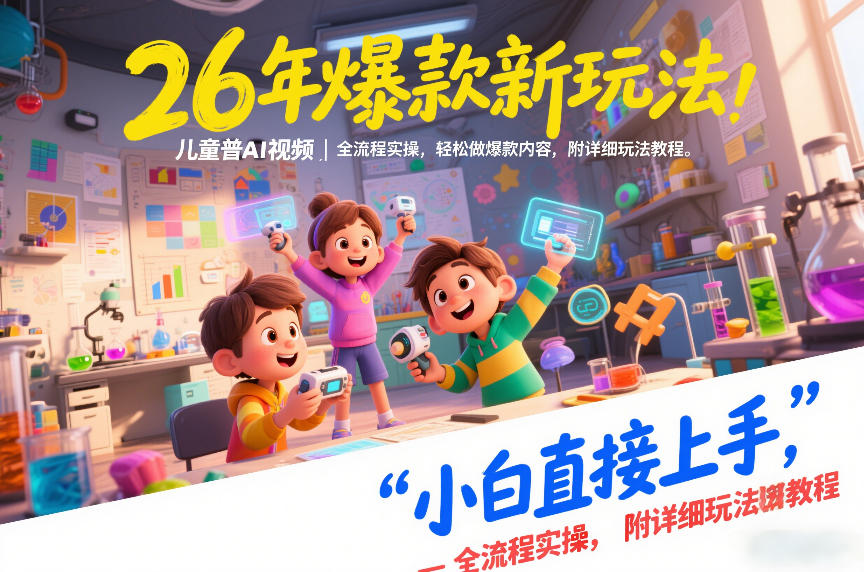 26年爆款新玩法，儿童科普AI视频，全流程实操，轻松做爆款内容，小白直接上手，附详细玩法教程-黑马项目网