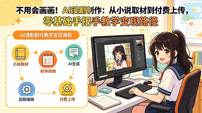 不用会画画！AI漫剧制作：从小说取材到付费上传，零基础手把手教学变现路径-黑马项目网