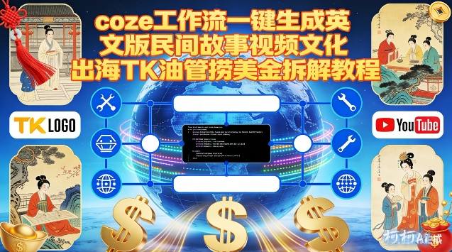 Coze扣子工作流一键生成英文版民间故事视频，文化出海TK油管捞美金拆解教程-黑马项目网