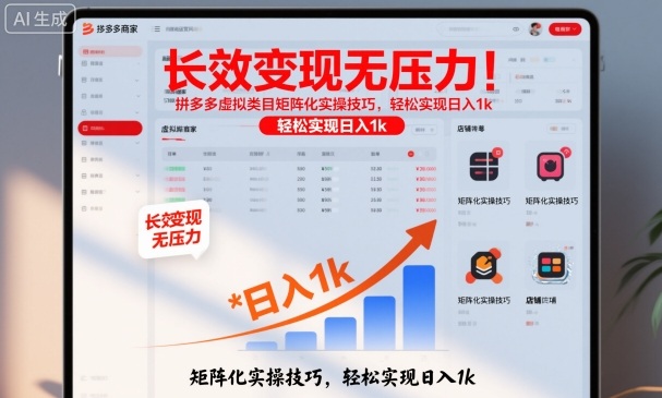 长效变现无压力！拼多多虚拟类目矩阵化实操技巧，轻松实现日入1k【揭秘】-黑马项目网