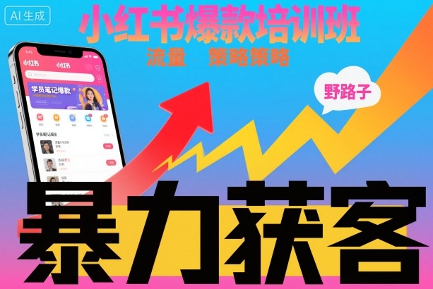 小红书爆款培训班,小红书获客野路子流量打法,暴力持续获客-黑马项目网