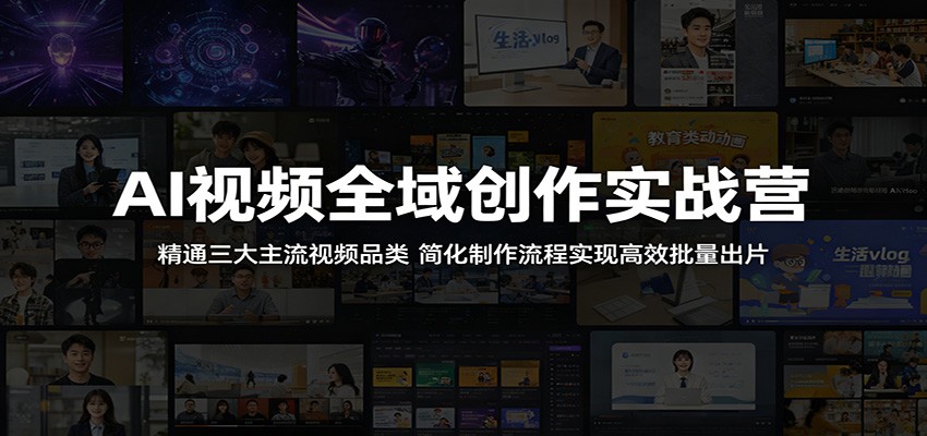 AI视频全域创作实战营：精通三大主流视频品类，简化制作流程实现高效批量出片-黑马项目网