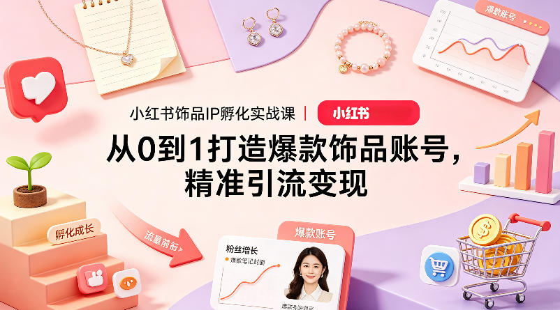 小红书饰品IP孵化实战课｜从0到1打造爆款饰品账号，精准引流变现-黑马项目网