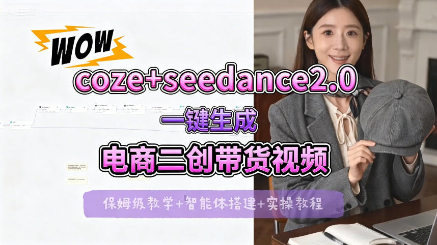 【Coze工作流搭建实操教程】seedance2.0+coze一键生成电商二创带货视频，全流程保姆级教学-黑马项目网