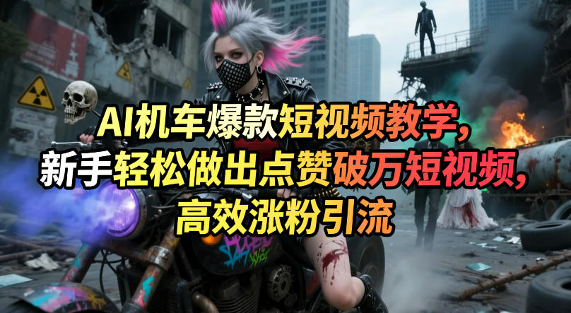 AI机车爆款短视频教学，新手轻松做出点赞破万短视频，高效涨粉引流-黑马项目网