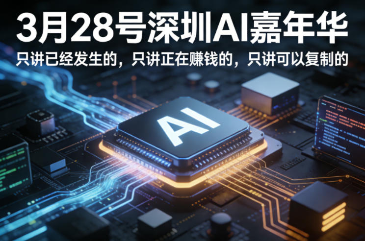 3月28号深圳AI嘉年华，只讲已经发生的，只讲正在賺钱的，只讲可以复制的-黑马项目网