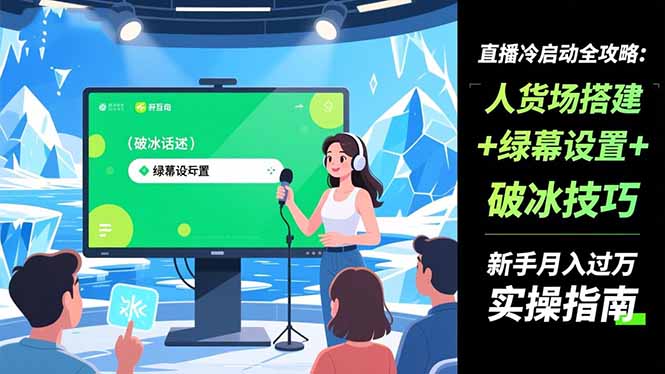 直播冷启动全攻略:人货场搭建+绿幕设置+破冰技巧，新手月入过万实操指南-黑马项目网