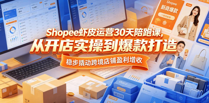 Shopee虾皮运营30天陪跑课，从开店实操到爆款打造，稳步撬动跨境店铺盈利增收-黑马项目网