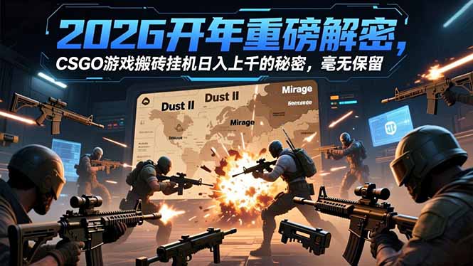 2026开年重磅解密，CSGO游戏搬砖挂机日入上千的秘密，毫无保留-黑马项目网
