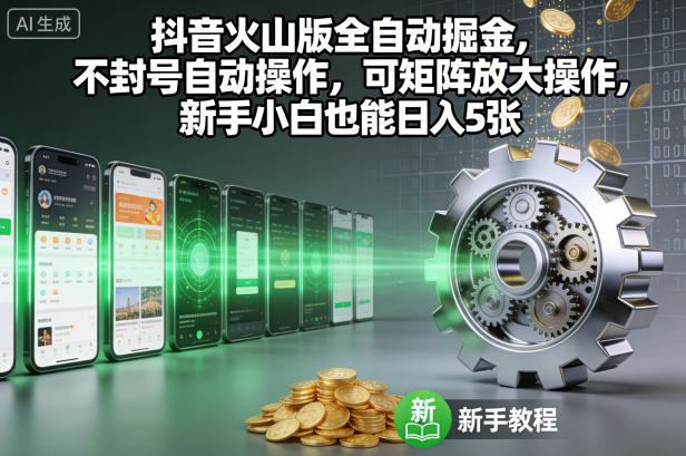 抖音火山版全自动掘金，不封号自动操作，可矩阵放大操作，新手小白也能日入5张【揭秘】-黑马项目网