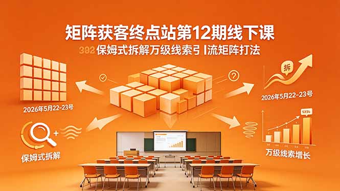 矩阵获客终点站第12期线下课 2026年5月22-23号 保姆式拆解万级线索引流矩阵打法-黑马项目网