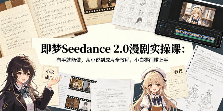 即梦Seedance 2.0漫剧实操课：有手就能做，从小说到成片全教程，小白零门槛上手-黑马项目网