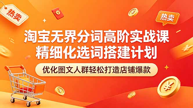 淘宝无界分词高阶实战课 精细化选词搭建计划 优化图文人群轻松打造店铺爆款-黑马项目网