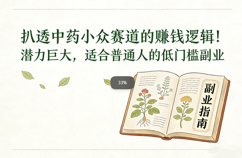 扒透中药小众赛道的賺米逻辑，潜力巨大，适合普通人的低门槛副业-黑马项目网