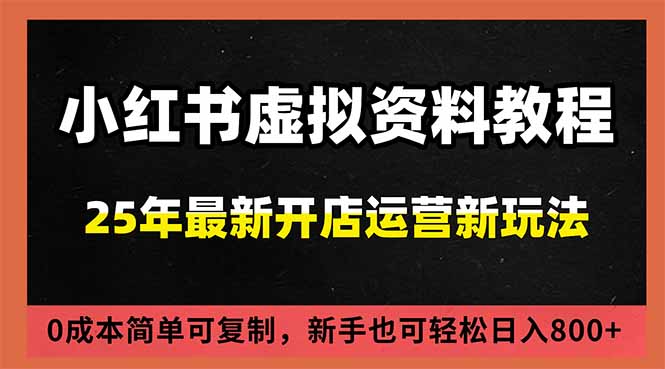 小红书虚拟资料项目：最新搜索流变现玩法，0成本简单可复制，一人多店打法，新手日入800+-黑马项目网