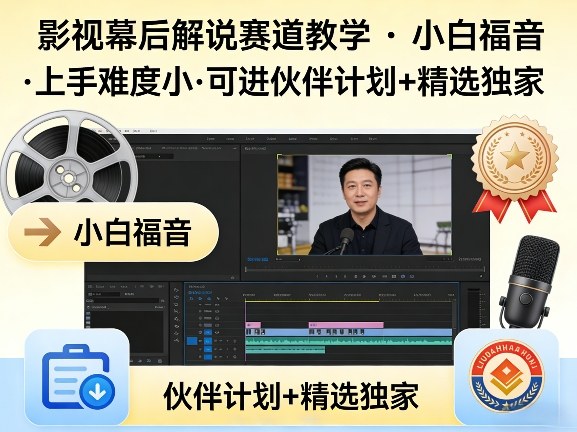 某大佬的影视幕后解说赛道教学，小白福音，上手难度小，可进伙伴计划+精选独家-黑马项目网