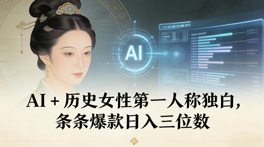 AI+历史女性第一人称独白，条条爆款日入三位数-黑马项目网
