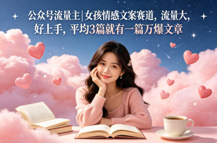 公众号流量主女孩情感文案赛道，流量大，好上手，平均3篇就有一篇万爆文章-黑马项目网
