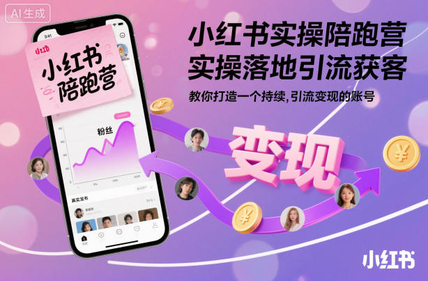 小红书实操陪跑营，实操落地引流获客，教你打造一个持续引流变现的账号-黑马项目网