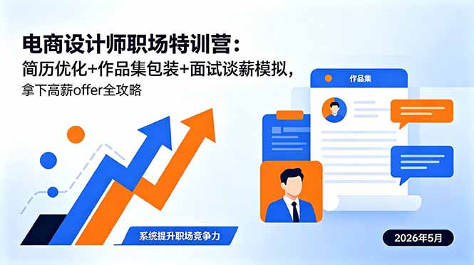 电商设计师职场特训营：简历优化+作品集包装+面试谈薪模拟，拿下高薪offer全攻略-黑马项目网