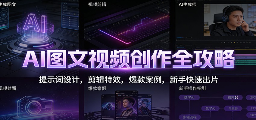AI图文视频创作全攻略：提示词设计，剪辑特效，爆款案例，新手快速出片-黑马项目网