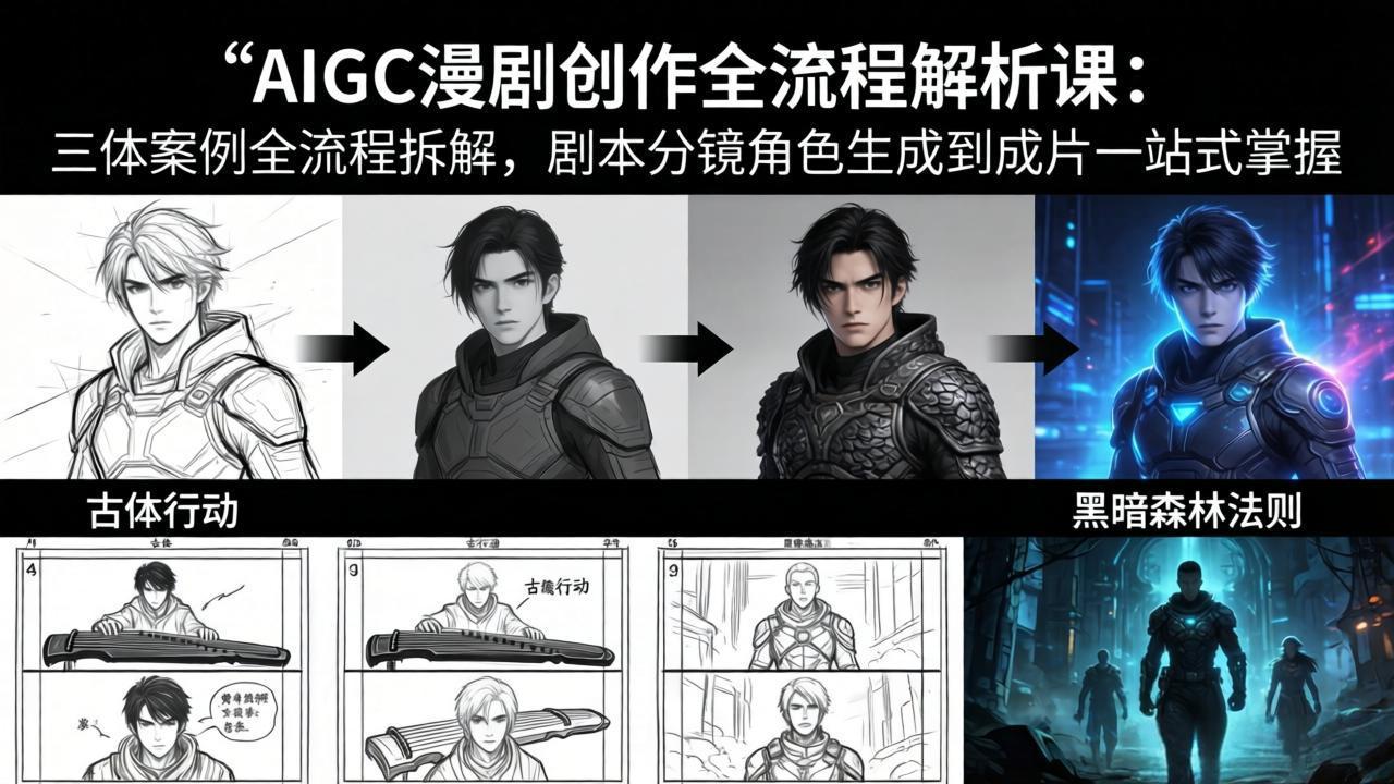 AIGC漫剧创作全流程解析课：三体案例全流程拆解，剧本分镜角色生成到成片一站式掌握-黑马项目网