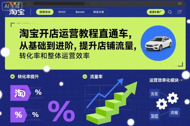 淘宝开店运营教程直通车，从基础到进阶，提升店铺流量，转化率和整体运营效率(更新26年4月10日)-黑马项目网