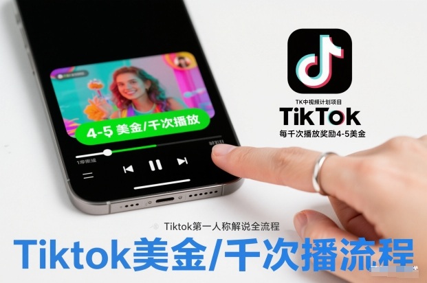 TK中视频计划项目，Tiktok第一人称解说流程，每干次播放奖励4-5美金-黑马项目网