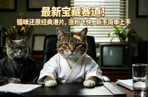 最新宝藏赛道！猫咪还原经典港片，涨粉飞快，新手简单上手-黑马项目网