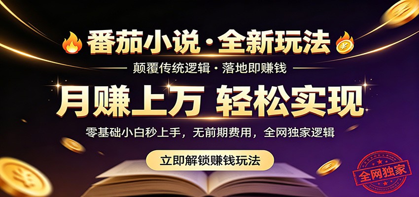 番茄小说5月最新独家玩法，稳定落地实测月入过万！-黑马项目网
