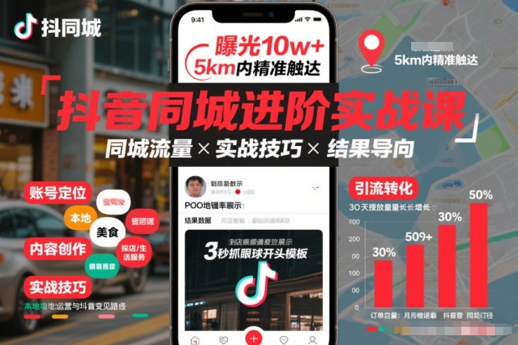 抖音同城进阶实战课,助你同城流量拿到结果-黑马项目网