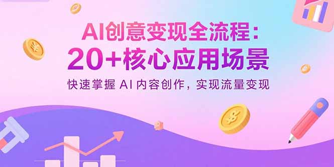 AI创意变现全流程：20+核心应用场景，快速掌握AI内容创作，实现流量变现-黑马项目网
