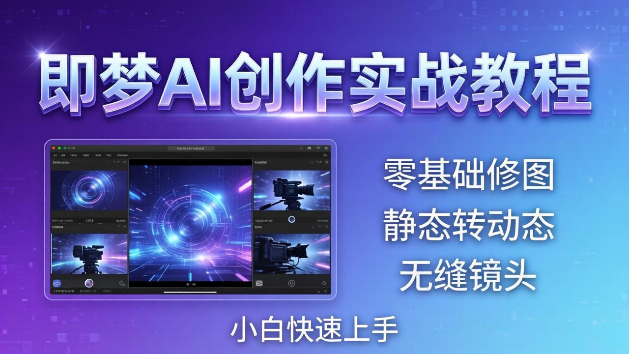 即梦AI创作实战教程，从零基础修图到AI导演，实战教学静态转动态+无缝镜头，小白快速上手-黑马项目网
