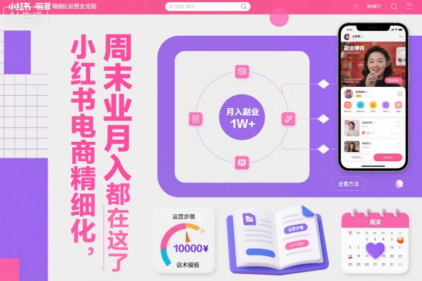 小红书电商精细化运营全流程，周末副业月入1W+，全套方法都在这了-黑马项目网