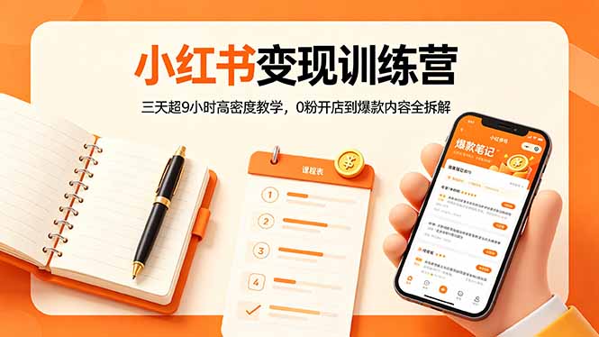 小红书变现训练营：三天超9小时高密度教学，0粉开店到爆款内容全拆解-黑马项目网