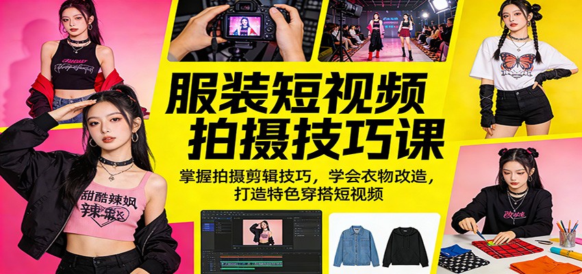 服装短视频拍摄技巧课：掌握拍摄剪辑技巧，学会衣物改造，打造特色穿搭短视频-黑马项目网